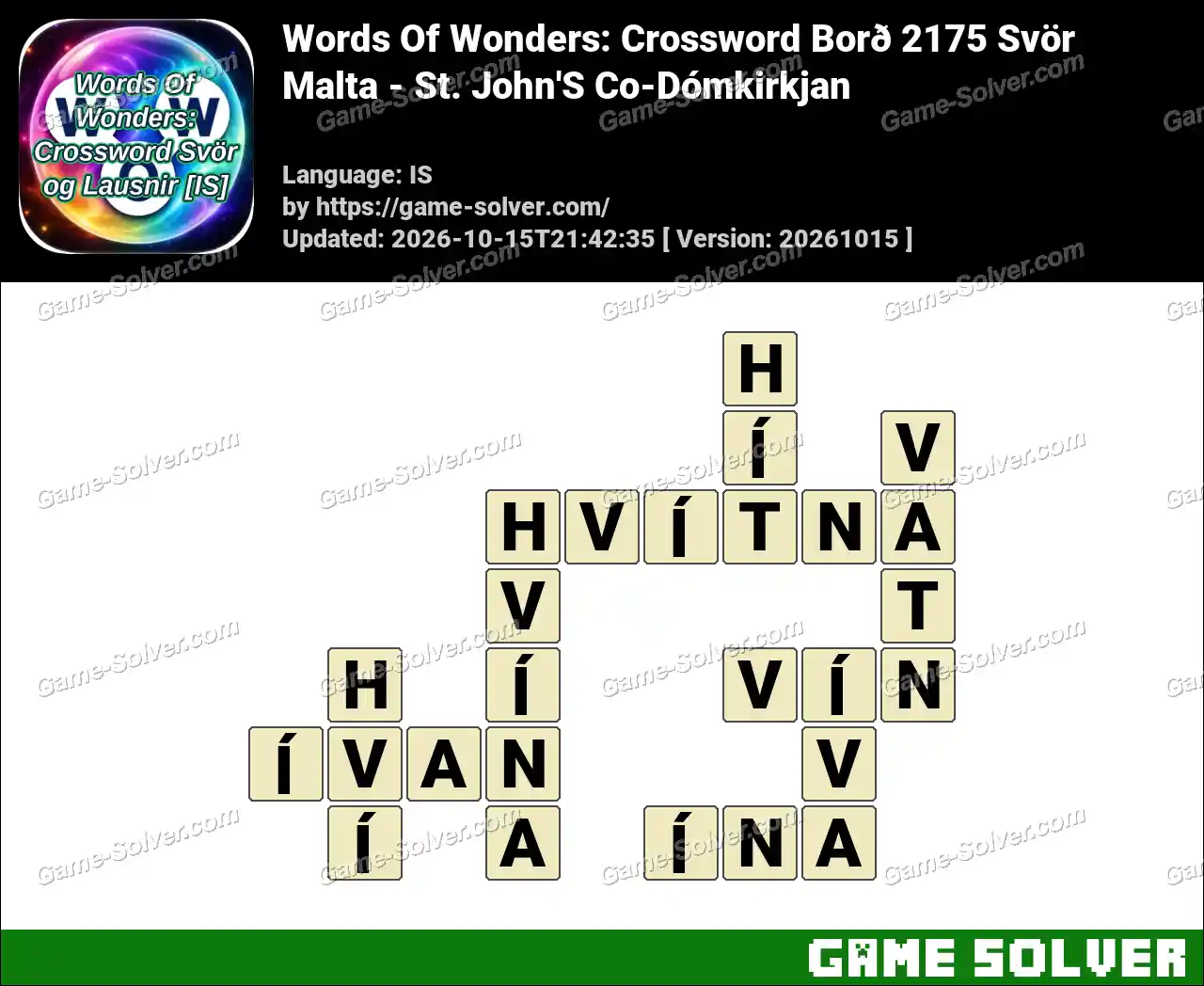 Words Of Wonders: Crossword Borð 2175 Svör – Malta – St. John’S Co-Dómkirkjan